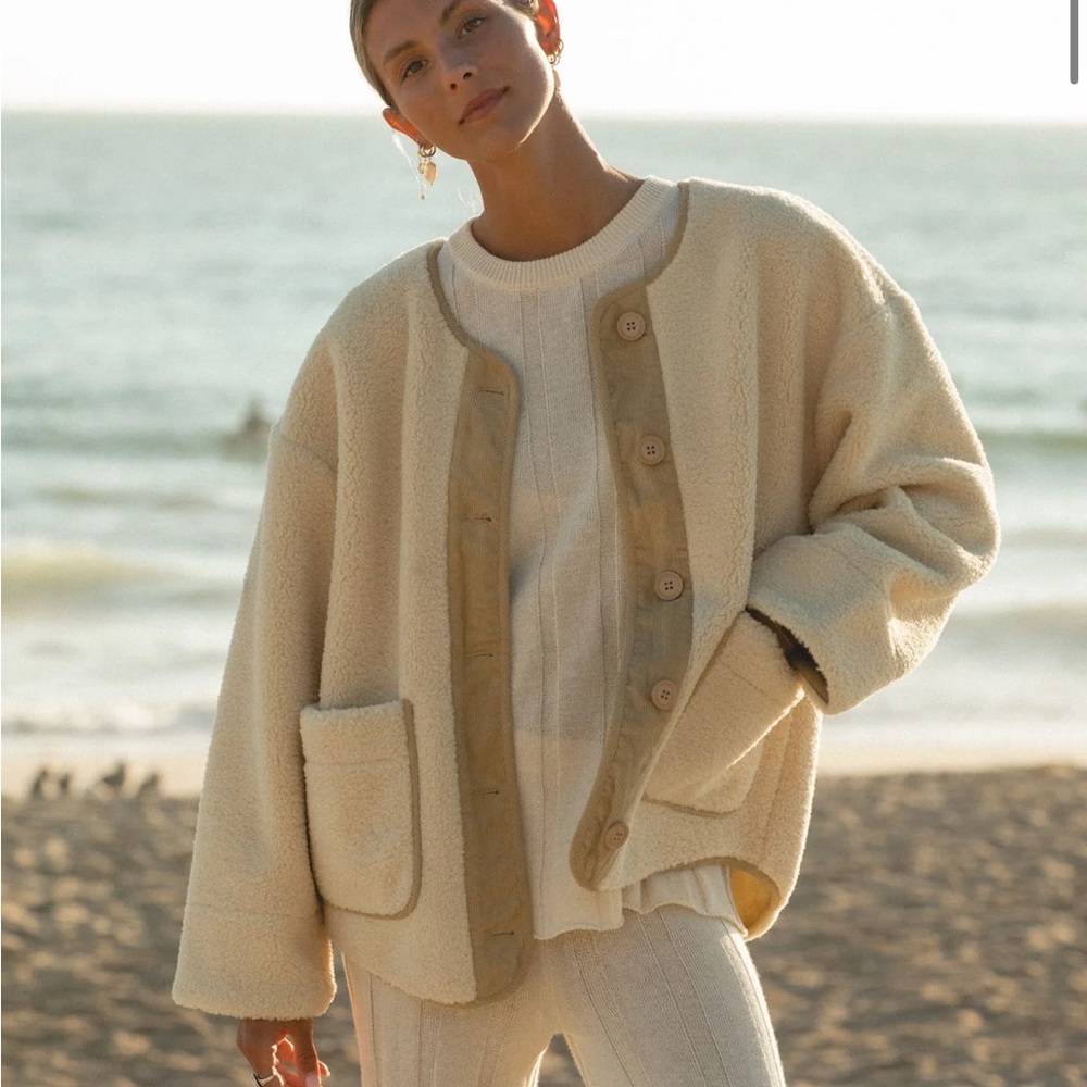 Solai The Label West Coast Woven Sherpa Fleece Jacket